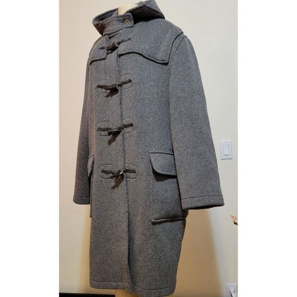 GLOVERALL MEN'S / WOMEN'S GRAY DUFFLE COAT WOOL ENGLAND SIZE US46 / EUR 56 #970 - Picture 3 of 15